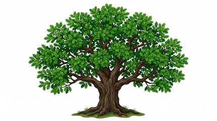 Obraz premium Lush green oak tree illustration perfect for nature themed designs and educational materials