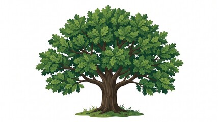 Obraz premium Lush oak tree illustration perfect for nature themed designs and educational resources