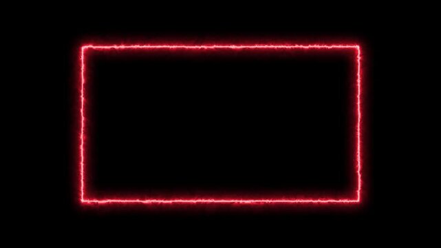 Futuristic Display Outline and Electric Neon Rectangular Border 4k Animation on Dark Background, Flickering Energy Frame with Glowing Edge Effect, loop  Motion Graphics Template