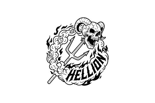 Hellion Skull Ram Horns Trident Fire Emblem.