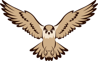 Fototapeta premium Flying hawk clip art in traditional chinese brush painting style