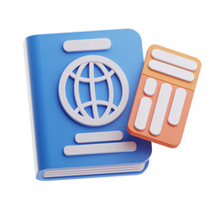 A vibrant 3D illustration of a travel guidebook alongside a map, emphasizing travel and exploration themes. Ideal for travel-related content. © Satria