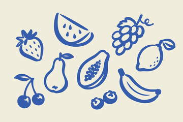 Fruit Doodle Set Hand Drawn Vector Illustration © Victoria