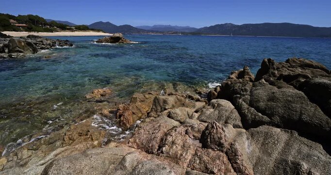 The beach at Campomoro, Corse du Sud department, Corsica, France