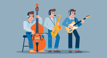 Group of Jazz Music Performing, Vector Illustration Design © Isha