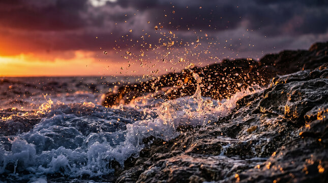 The Creation of Light. The spirit of God hovering over the dark waters as the first light breaks. Biblical scene from Genesis 1