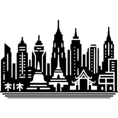Fototapeta premium Bangkok Skyline Icon Vector
