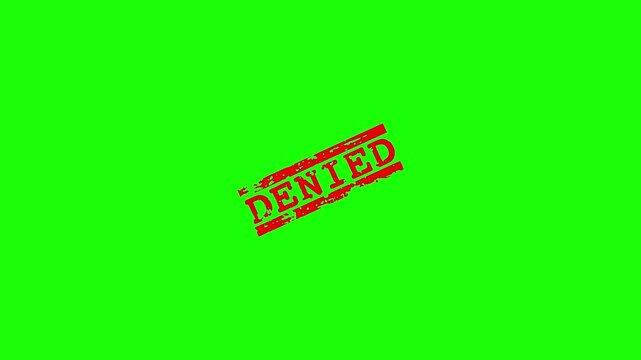 Denied Stamp Progressing Across Bright Green Background, Horizontal Composite Footage