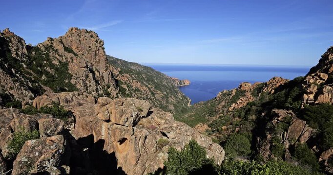 Corsican calanques of Piana, Gulf of Porto, Corse du Sud department, Corsica, France.
