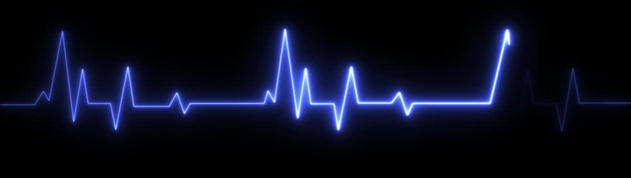 medical concept Abstract glowing red heartbeat signal icon animation video. heart beat line animation on black background. 