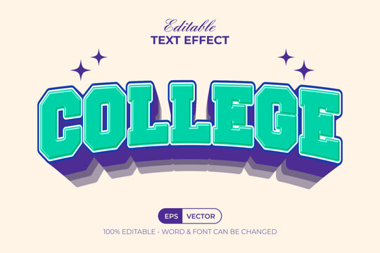 College Editable Text Effect Old Varsity 3D Style.