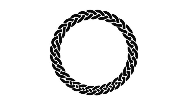 Vector illustration of celtic knot circle frame black braided round border ornament on a transparent background
