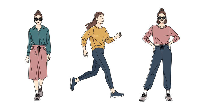 Diverse Women's Fashion: Casual Outfits for Active Lifestyle and Everyday Wear
