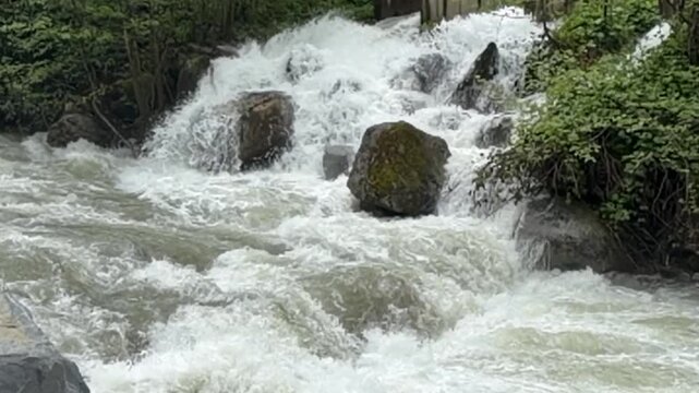 river, waterfall, mountains and beautiful nature