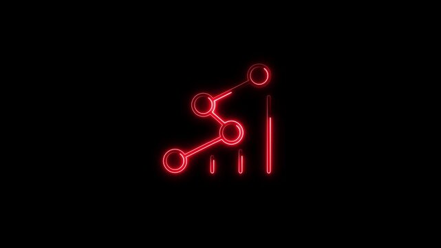Red neon node connection and bar chart animation over black. Excellent for network marketing, crypt o currency charts, digital data connections, and analytical business success.