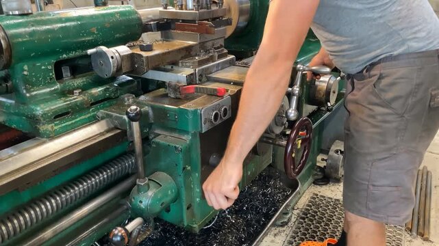 Professional precision metal turning process using industrial lathe machinery to shape steel rods with coolant application for efficient material removal and manufacturing tasks
