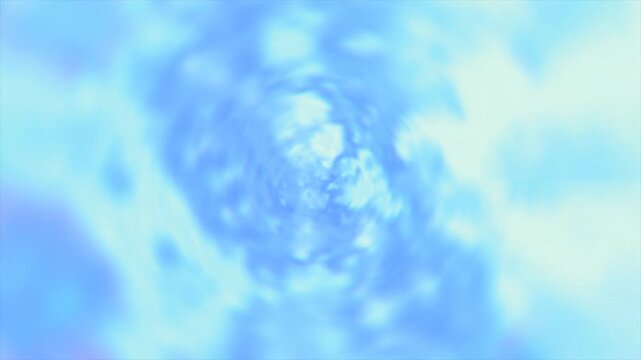 Gentle abstract blue cloudy tunnel looping continuously. Ethereal heaven flight simulation with soft glowing atmosphere.