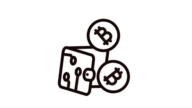 A line drawing of a safe with two bitcoin symbols.