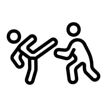 Stick fighting Line Icon