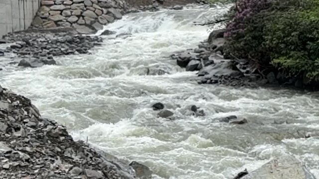 river, waterfall, mountains and beautiful nature