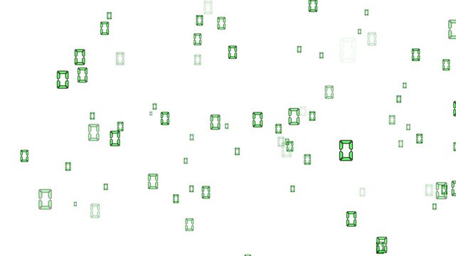 Scattered green digital numbers floating on white page backdrop. Digital data numbers symbol for computer software compiler logic. Animated numbers graphic loop.