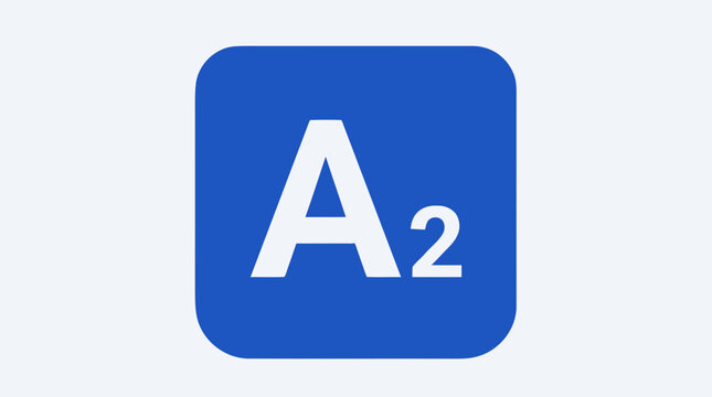 Blue Rounded Square Icon with White Letter A and Subscript 2