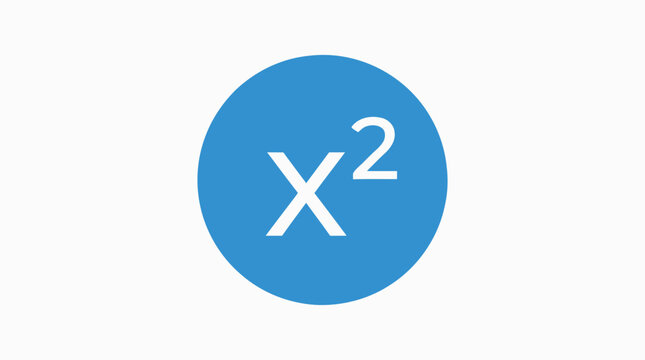 Mathematical X Squared Exponent Symbol Icon in Blue Circle Vector Illustration