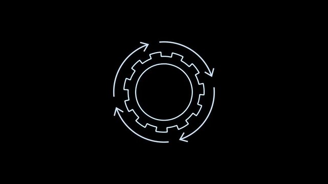 Industrial cogwheel mechanism symbol aligns connecting technical operations over lines. Corporate teamwork planning utilizes an industrial cogwheel mechanism symbol graph.