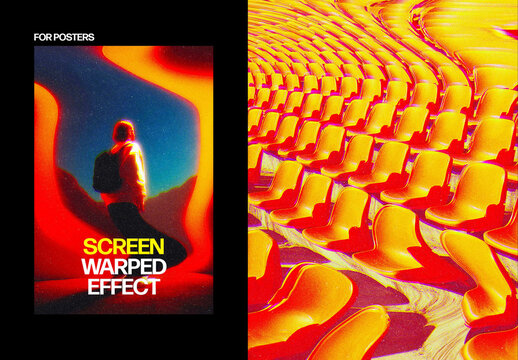 Vertical Screen Warped Photo Effect For Poster And Print Design