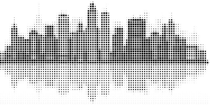Pixel disintegration background. Decay effect. Dispersed dotted pattern