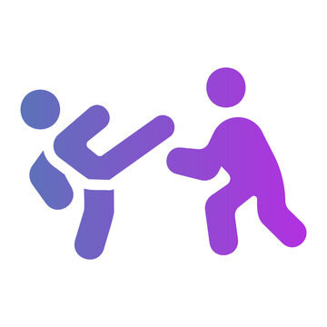 Stick fighting Line Gradient Icon