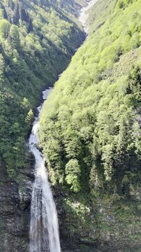 river, waterfall, mountains and beautiful nature