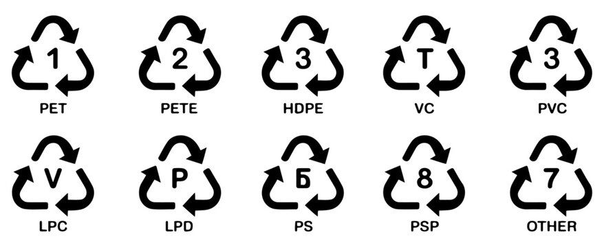 plastic recycling code icon set vector