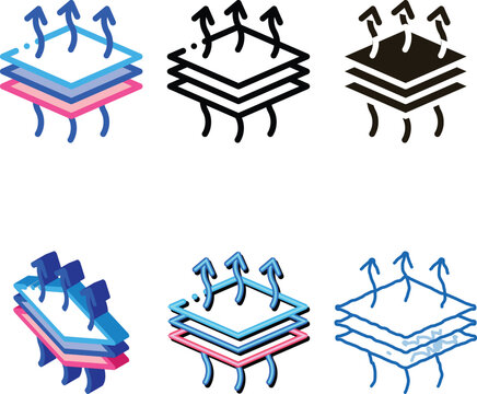 Breathable Layers Icon Vector. Outline Breathable Layers Sign. Isolated Contour multipack Symbol