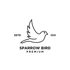 Fototapeta premium Minimalist Flying Sparrow Bird Logo Outline Icon Design. Simple Black Line Art for Brand Identity.