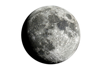 Naklejka premium Full moon planet sphere showing detailed craters and surface texture in deep dark night space