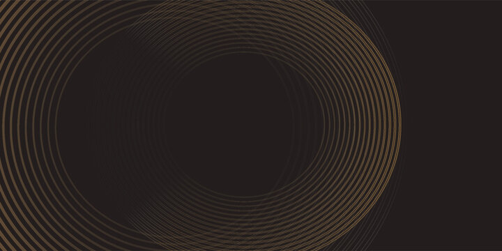 3D garis coklat techno abstrak lapisan latar belakang pada ruang kosong gelap dengan bentuk lingkaran efek untuk latar belakang, wallpaper. Sinetron modern. Ilustrasi Vektor.