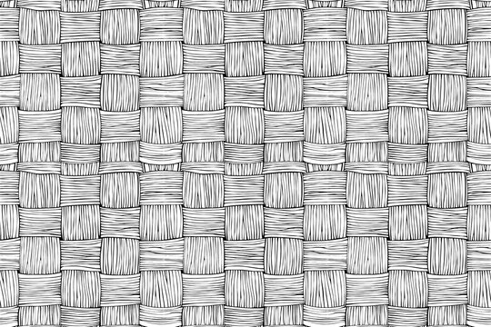 Black and white abstract texture. Monochrome woven pattern background.