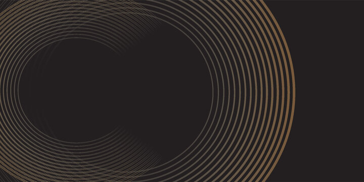 3D garis coklat techno abstrak lapisan latar belakang pada ruang kosong gelap dengan bentuk lingkaran efek untuk latar belakang, wallpaper. Sinetron modern. Ilustrasi Vektor.