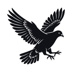 Fototapeta premium A bird spreads its wings and takes flight outdoors.