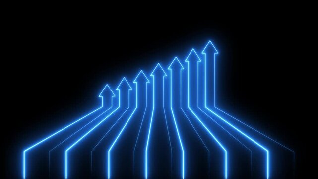 Financial Business Report Graph 7 arrows going up start from bottom represent business competition profit growth financial growth, graph transparent background alpha channel business finance...
