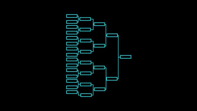 16-team bracket for the competition Motion graphics of team management concept 4k video.