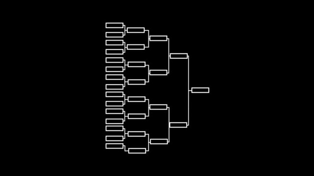 16-team bracket for the competition Motion graphics of team management concept 4k video.