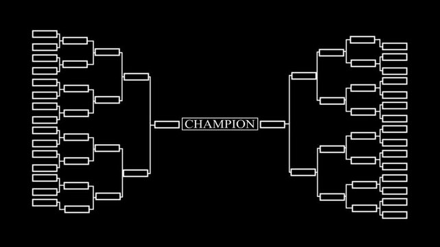 Large Tournament Bracket Layout, template Motion graphics of team Management concept 4k video.