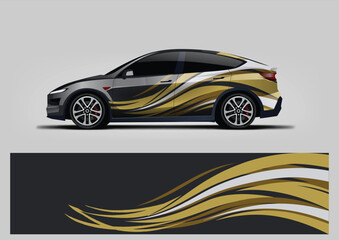 Elegant Gold Racing Line Color Style Car Wrap Vector © Lancar