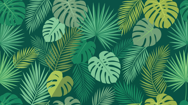 Tropical green leaves and foliage patterns.