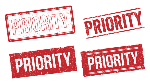 Red priority stamp marks on white background. Emphasizing urgency and importance in official documents.