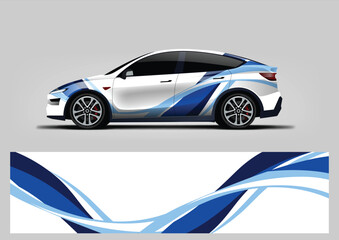 Blue Gradient Racing Graphics Style Color Car Wrap Vector © Lancar