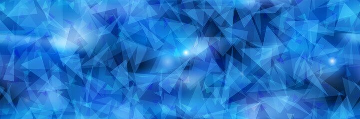Obraz premium Sapphire blue seamless bg with overlay abstract triangle pattern. Abstract vector crystal background. Midnight aesthetic fon with gemstone texture