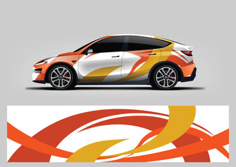 Orange Motion Curve Color Style Vector for Car Wrap © Lancar
